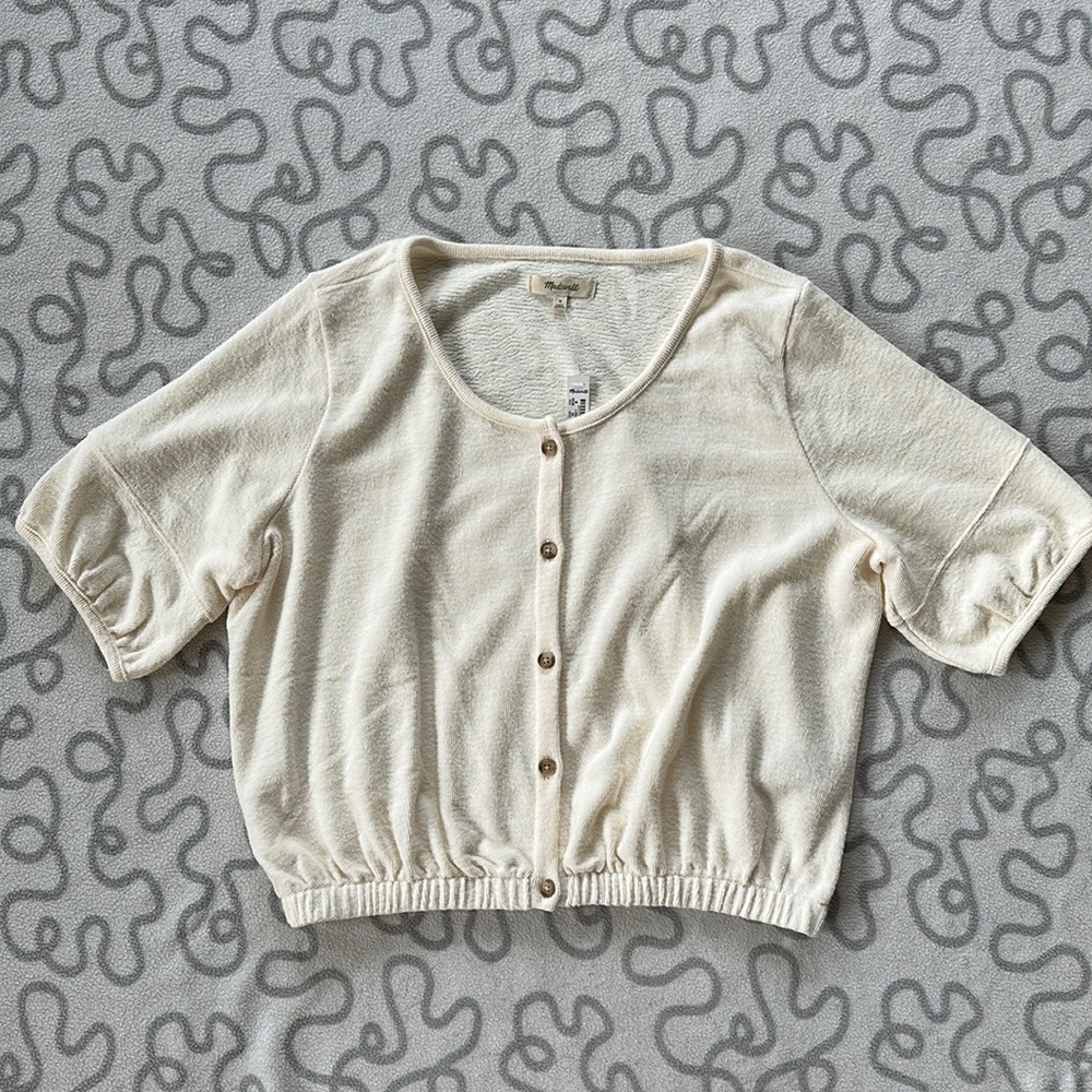 Madewell Loop-Terry Button-Front Crop Top